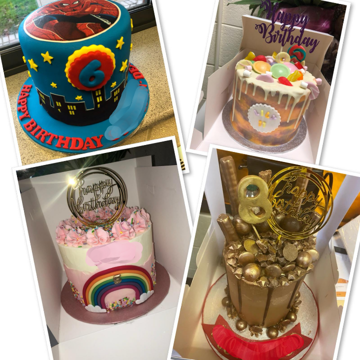 Cakes donated to help celebrate special birthdays. 